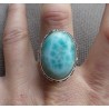 Zilveren ring met ovale Larimar gezet in bewerkte setting 18.5 m