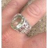 Zilveren ring met groene Amethist en open bewerkte band 18 mm