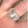 Zilveren ring met groene Amethist en open bewerkte band 18 mm