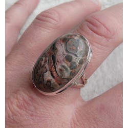 Zilveren ring gezet met Luipaard Jaspis maat 19.3 mm