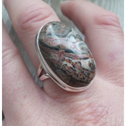 Zilveren ring gezet met Luipaard Jaspis maat 19.3 mm
