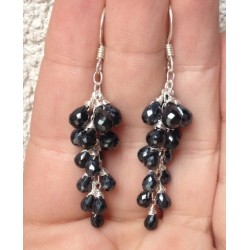 Zilveren edelsteen oorbellen met zwarte Onyx briolettes