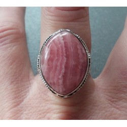 Zilveren ring brede marquise Rhodochrosiet bewerkte setting 18 m