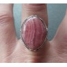 Zilveren ring brede marquise Rhodochrosiet bewerkte setting 18 m