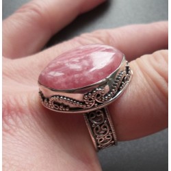 Zilveren ring brede marquise Rhodochrosiet bewerkte setting 18 m
