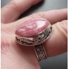 Zilveren ring brede marquise Rhodochrosiet bewerkte setting 18 m