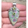 Zilveren hanger gezet met Robijn in Fuchsiet en Peridot