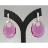 Zilveren oorbellen met ovale hanger van roze Toermalijn quartz