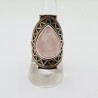 Zilveren edelsteen ring gezet met druppelvormige Rozenkwarts 18 mm