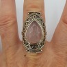 Zilveren edelsteen ring gezet met druppelvormige Rozenkwarts 18 mm