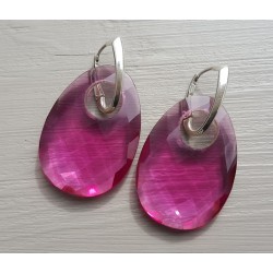 Zilveren oorbellen met ovale hanger van roze Toermalijn quartz