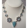 Zilveren ketting met Larimar, blauw Topaas en Ioliet kwarts