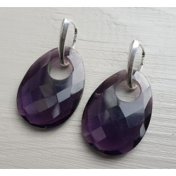 Zilveren oorbellen met ovale Amethist quartz hanger