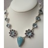 Zilveren ketting met Larimar, blauw Topaas en Ioliet kwarts