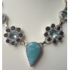 Zilveren ketting met Larimar, blauw Topaas en Ioliet kwarts