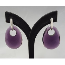 Zilveren oorbellen met ovale Amethist quartz hanger