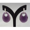 Zilveren oorbellen met ovale Amethist quartz hanger