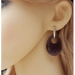 Zilveren oorbellen met ovale Amethist quartz hanger