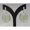 Zilveren oorbellen met ovale hanger van groene Amethist quartz
