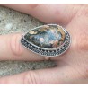 Zilveren ring gezet met grote luipaard Jaspis maat 18.5 mm