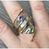Zilveren ring gezet met Amethist en Peridot ring maat 18.5 mm