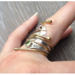 Zilveren ring gezet met Amethist en Peridot ring maat 18.5 mm