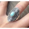 Zilveren ring gezet met Larimar in bewerkte kop maat 18 mm