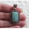 Zilveren hanger rechthoekige Larimar en bewerkte setting
