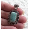 Zilveren hanger rechthoekige Larimar en bewerkte setting
