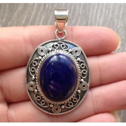 Zilveren hanger met cabochon geslepen Lapis Lazuli
