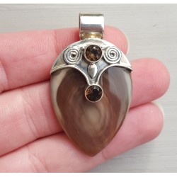 Zilveren hanger met Imperial Jaspis en twee ronde Smokey Topazen