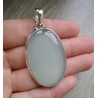 Zilveren hanger gezet met grote ovale aqua Chalcedoon