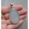 Zilveren hanger gezet met grote ovale aqua Chalcedoon