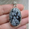 Zilveren hanger met sneeuwvlok Obsidiaan en bewerkte setting