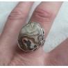 Zilveren ring met Laguna Lace Agaat in bewerkte setting 18 mm