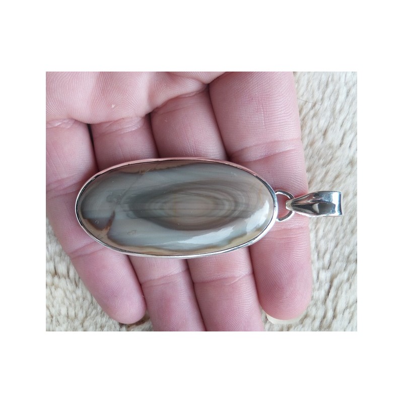 Zilveren hanger gezet met grote ovale Imperial Jaspis
