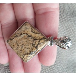 Zilveren hanger gezet met Landschap Jaspis