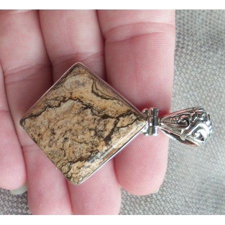 Zilveren hanger gezet met Landschap Jaspis