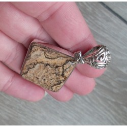 Zilveren hanger gezet met Landschap Jaspis