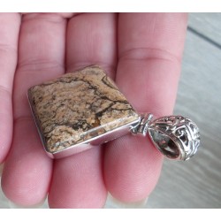Zilveren hanger gezet met Landschap Jaspis