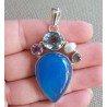 Zilveren hanger met Chalcedoon, Amethist en Topaas
