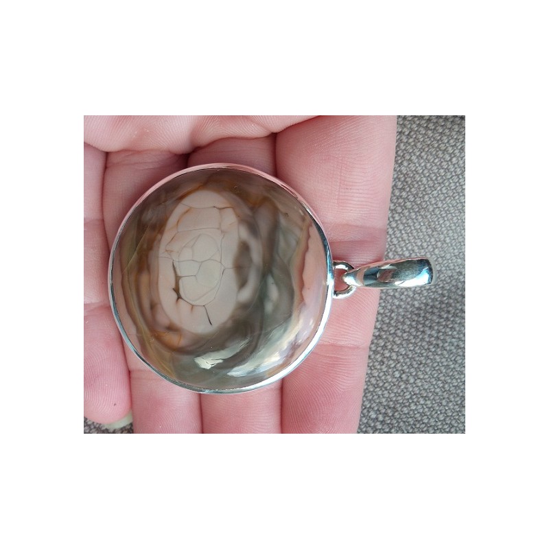 Zilveren hanger gezet met grote ronde Imperial Jaspis