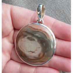 Zilveren hanger gezet met grote ronde Imperial Jaspis