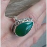 Zilveren ring gezet met druppelvorm groene Onyx maat 17.3 mm