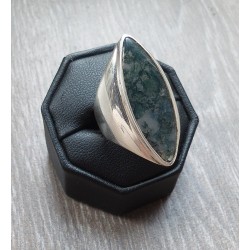 Zilveren ring gezet met ovale Mosagaat maat 18 mm