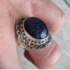 Zilveren ring met Goudsteen in bewerkte setting 18 mm