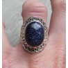 Zilveren ring met Goudsteen in bewerkte setting 18 mm