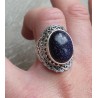 Zilveren ring met Goudsteen in bewerkte setting 18 mm