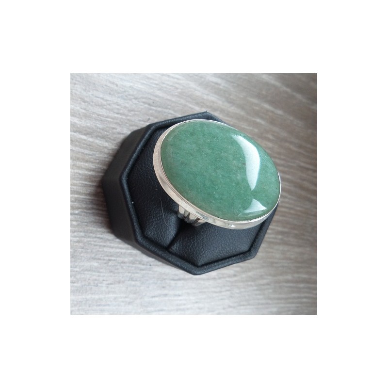 Zilveren ring gezet met brede ovale Aventurijn maat 18 mm