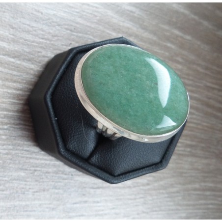 Zilveren ring gezet met brede ovale Aventurijn maat 18 mm